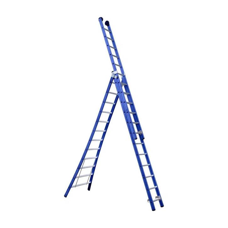 Eurostairs Reform ladder 3 delig BLAUW gecoat, Doe-het-zelf en Bouw, Ladders en Trappen, Nieuw, Verzenden