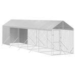Hondenkennel met dak 2x10x2,5 m gegalvaniseerd staal zilver, Verzenden