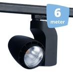*TIP*  LED railverlichting vento zwart 6 spots + 6m rails, Huis en Inrichting, Lampen | Spots, Nieuw, Ophalen of Verzenden