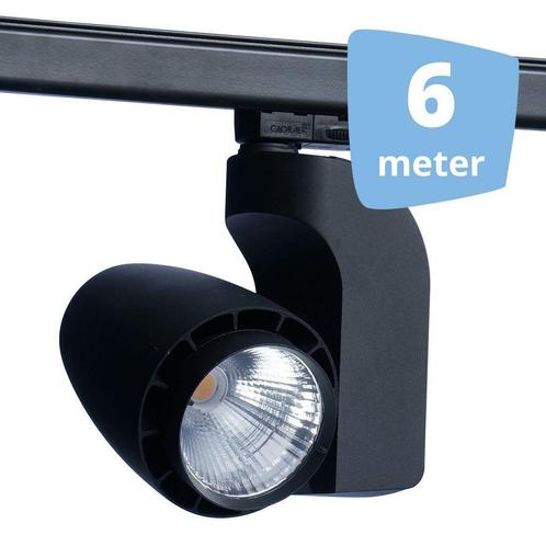 *TIP*  LED railverlichting vento zwart 6 spots + 6m rails, Maison & Meubles, Lampes | Spots, Enlèvement ou Envoi