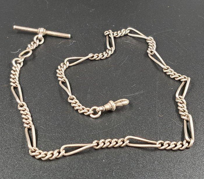 Zilveren vest zakhorloge ketting, Handtassen en Accessoires, Horloges | Heren