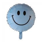 Helium Ballon Emoji Smile Lichtblauw 45cm leeg, Verzenden