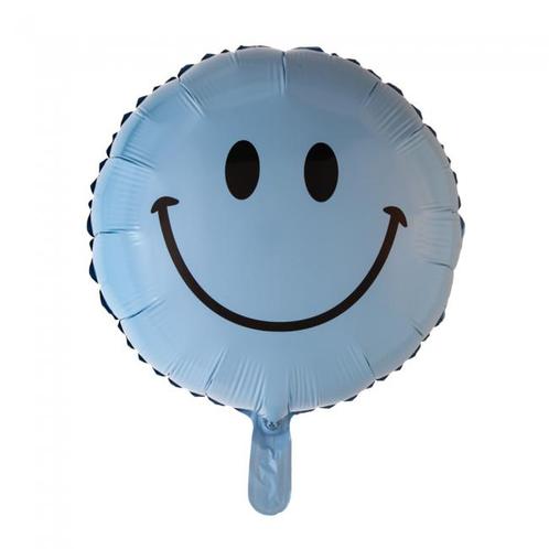 Helium Ballon Emoji Smile Lichtblauw 45cm leeg, Hobby en Vrije tijd, Feestartikelen, Nieuw, Verzenden