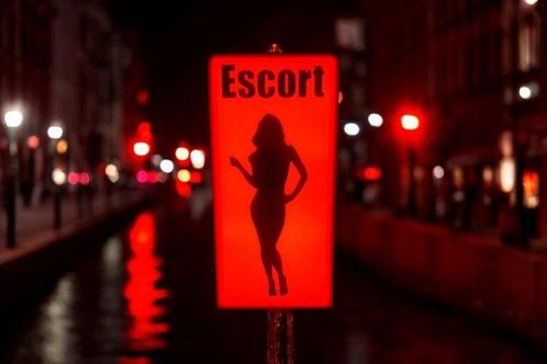 Lichtbord - Amsterdam Red-lights District , Escort lighted, Antiek en Kunst, Antiek | Wandborden en Tegels