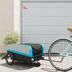 vidaXL Fietstrailer 45 kg ijzer zwart en blauw, Fietsen en Brommers, Verzenden, Nieuw