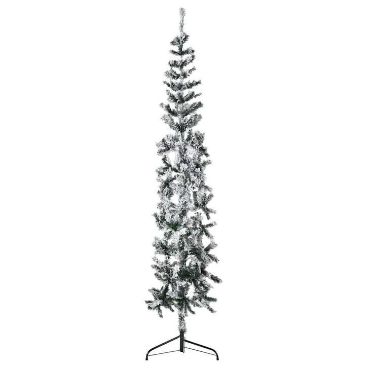 vidaXL Kunstkerstboom half met sneeuw smal 180 cm, Diversen, Kerst, Nieuw, Verzenden