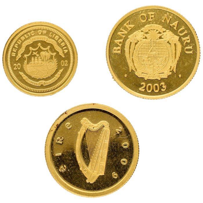 Liberia, Nauru, Ierland. 2002/2009 - Gouden munten (3, Postzegels en Munten, Munten | Europa | Niet-Euromunten