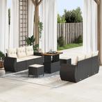 vidaXL 9-delig ligzetelset met kussens - zwart poly riet en, Tuin en Terras, Tuinsets en Loungesets, Verzenden, Nieuw
