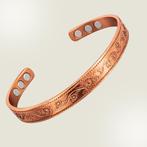 Koperen gezondheids-klemarmband bloempatroon met 6 magneten, Ophalen of Verzenden