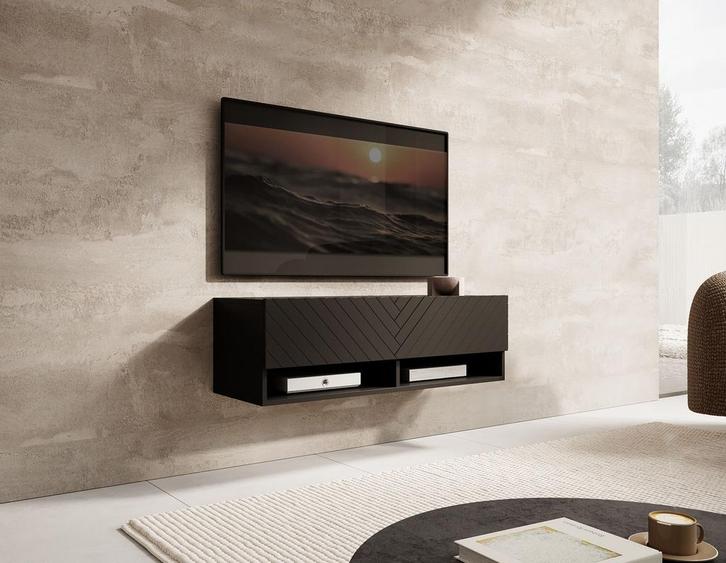 Meubella TV-Meubel Asino mat Zwart 100cm hangend zwevend, Huis en Inrichting, Kasten |Televisiemeubels, 25 tot 50 cm, Nieuw, Overige materialen