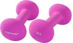 Tunturi Dumbbell set - 2 x 3,0 kg - Neopreen - Fluor Paars -, Sport en Fitness, Verzenden, Zo goed als nieuw