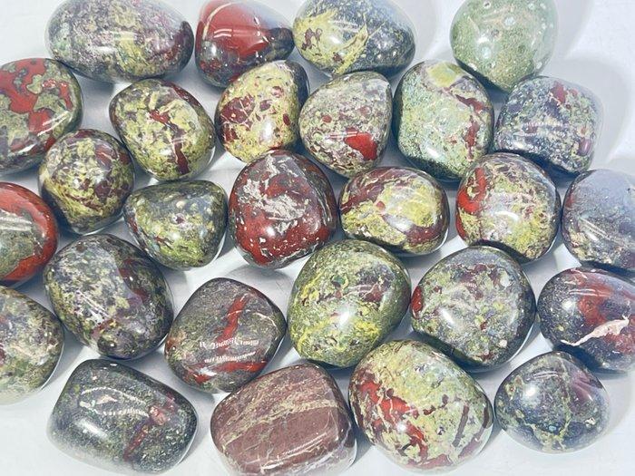 ***GEEN VEILINGRESERVE*** Dragonblood Jaspis Tumbles | 1 kg, Verzamelen, Mineralen en Fossielen
