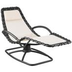 tectake Ligstoel Toulon, ergonomisch, schommelfunctie - beig, Tuin en Terras, Tuinsets en Loungesets, Verzenden, Nieuw