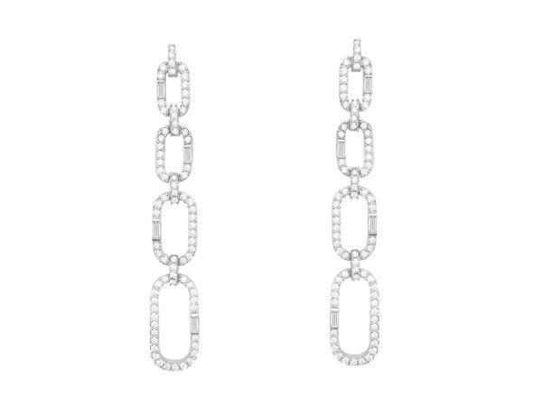 Veiling - Oorbellen chain links en briljant Moissaniet 1.50, Handtassen en Accessoires, Oorbellen