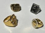 Verzameling van 4 christelijke ringen met kruis en Mano de