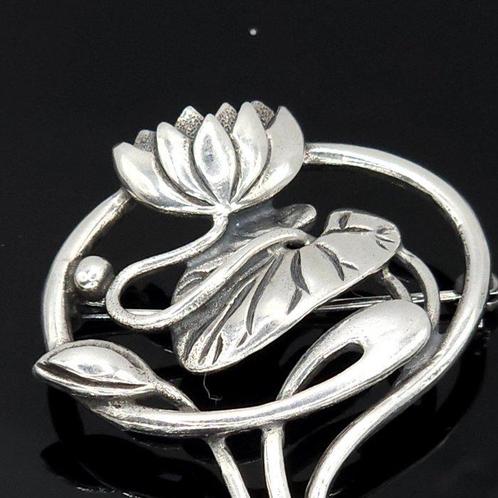 Argent, Argent sterling 925 Arts & Crafts - Broche - Fleurs, Antiek en Kunst, Antiek | Overige Antiek
