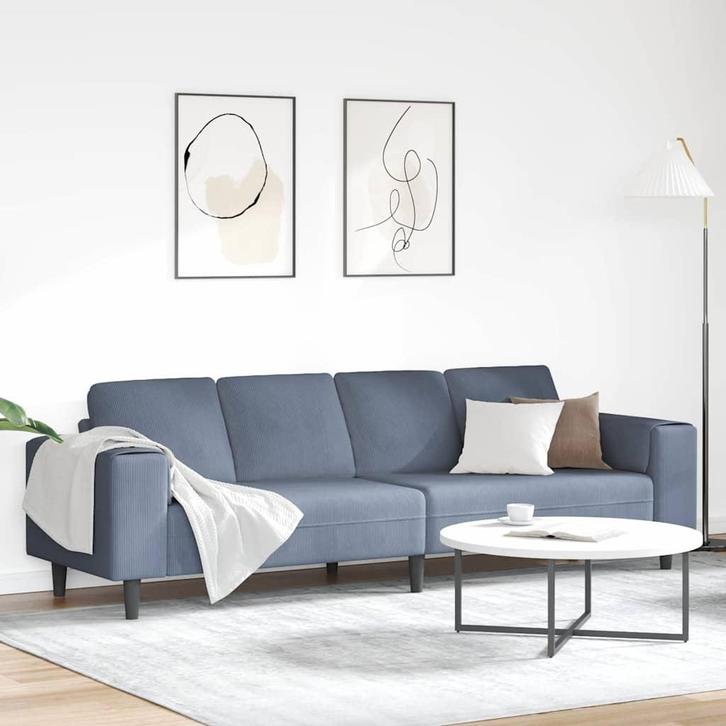 vidaXL Stoffen Sofa met kussen Blauw 208 cm Katoenen stof, Huis en Inrichting, Zetels | Zetels, Nieuw, Verzenden