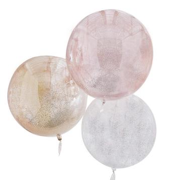 Gekleurde Ballonnen Metallic Glitter 45cm 3st, Verzenden