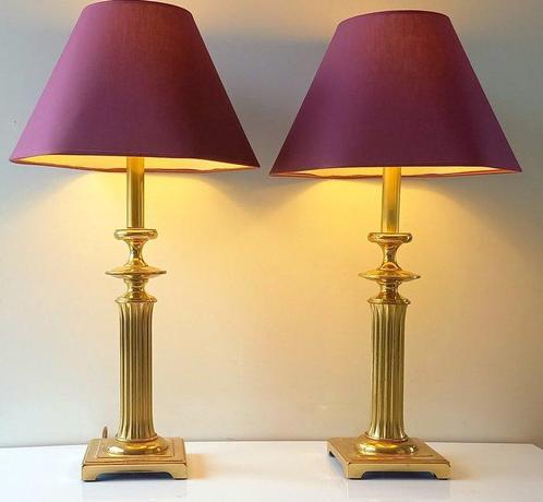 Lamp (2) - Colonne - Stijl Empire - **Chic** - Messing, Goud, Antiek en Kunst, Curiosa en Brocante