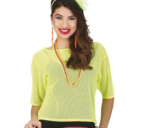 Visnet T/shirt Neon Geel Kort L, Kleding | Dames, Carnavalskleding en Feestkleding, Nieuw, Verzenden