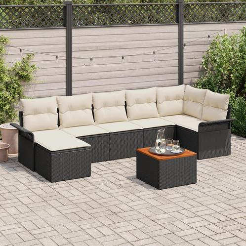 vidaXL 8 Stukken Tuin Sofa Set met Kussens Zwart Poly Rattan, Tuin en Terras, Tuinsets en Loungesets, Nieuw, Verzenden
