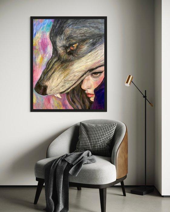 Anna Dart - Wolf Instinct - XL, Antiek en Kunst, Kunst | Schilderijen | Modern