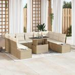 vidaXL 10-delige tuinsofa set met kussens in beige poly, Tuin en Terras, Verzenden, Nieuw