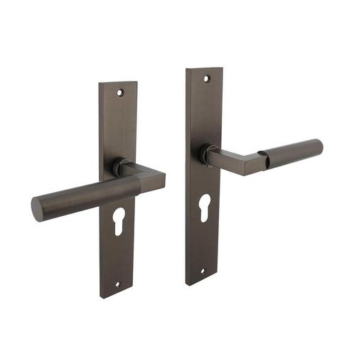 Deurklink Bau-Stil op schild profielcilindergat 55mm antr..., Doe-het-zelf en Bouw, Hang- en Sluitwerk, Klink of Kruk, Nieuw, Overige materialen