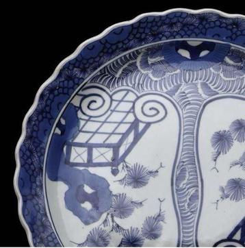 Plat - Argile - Ancienne plaque à motif teint Imari - Avec