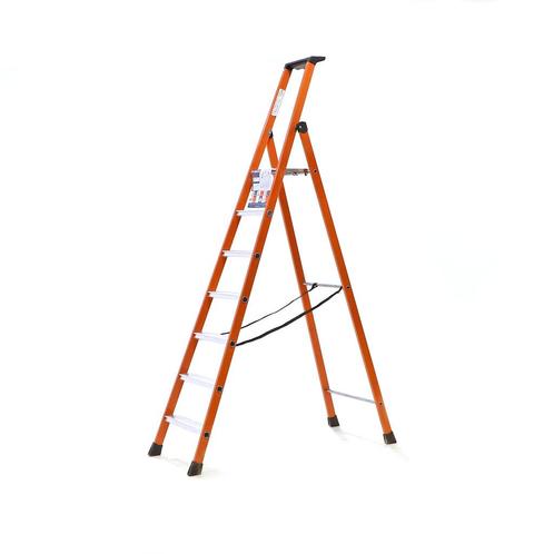 Gebruikte Industrietrap enkelzijdig, 7 treden incl. platform, Doe-het-zelf en Bouw, Ladders en Trappen, Gebruikt, Ophalen of Verzenden