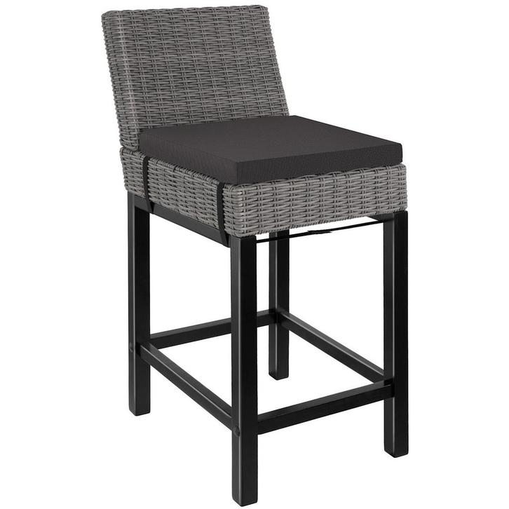 tectake Wicker barkruk Latina - grijs, Tuin en Terras, Tuinsets en Loungesets, Verzenden