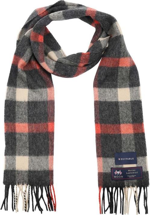Suitable Sjaal Ruit Merino Wol Rood Grijs maat  Heren, Kleding | Heren, Mutsen, Sjaals en Handschoenen, Nieuw, Verzenden