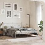 vidaXL Bedframe met hoofdbord metaal wit 160x200 cm, Huis en Inrichting, Slaapkamer | Bedden, Verzenden, Nieuw