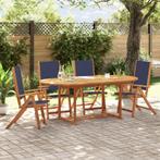 vidaXL 5-delige Tuinset massief acaciahout en textileen, Tuin en Terras, Verzenden, Nieuw, Tuinset