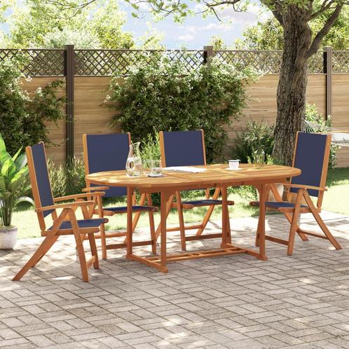 vidaXL 5-delige Tuinset massief acaciahout en textileen, Tuin en Terras, Tuinsets en Loungesets, Tuinset, Nieuw, Verzenden