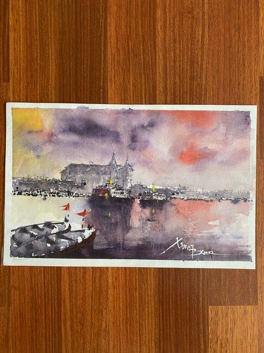Murat Bakir - Istanbul Haydarpasa Station, Antiek en Kunst, Kunst | Schilderijen | Modern