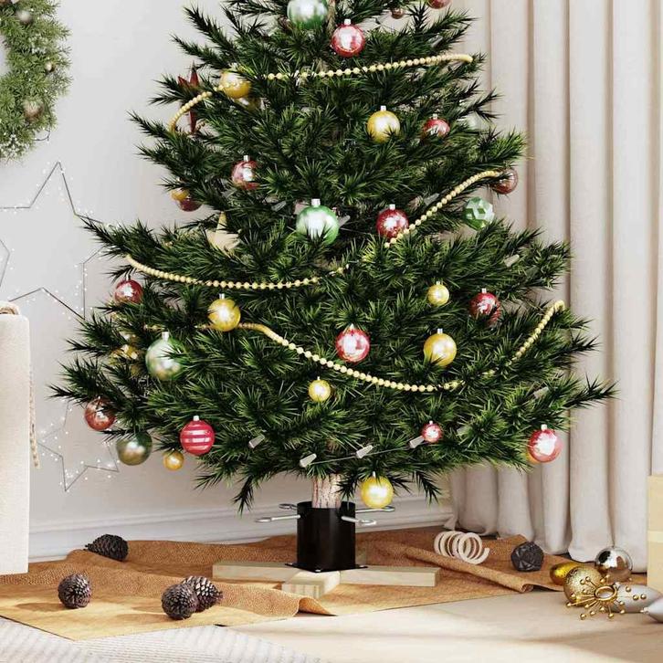 vidaXL Kerstboomstandaard Zwart 50 x 50 x 16 cm Massief, Diversen, Kerst, Nieuw, Verzenden