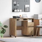 vidaXL Bureau met Wielen artisanaal eikenkleurig 91 x 50 x, Huis en Inrichting, Verzenden, Nieuw