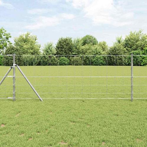 vidaXL Weidehekwerk Zilver 25 x 0.8 m Gegalvaniseerd staal, Tuin en Terras, Tuinhekken en Hekwerk, Nieuw, Verzenden
