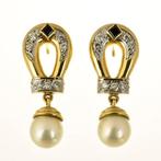 Cocktail oorbellen - 18 karaat Geel goud Parel - Diamant, Handtassen en Accessoires, Antieke sieraden