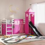 vidaXL Stapelbed met glijbaan en gordijnen roze 90x200 cm, Huis en Inrichting, Slaapkamer | Bedden, Verzenden, Nieuw