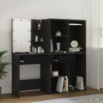 vidaXL Kaptafel met kastjes LED bewerkt hout zwart, Huis en Inrichting, Verzenden, Nieuw