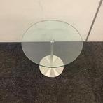 Tweedehands glazen bijzet tafel, (hxb) 40x45 cm, Metaform, Huis en Inrichting, Tafels | Salontafels, Gebruikt