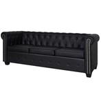 vidaXL Driezitsbank Chesterfield-stijl kunstleer zwart, Verzenden, Nieuw