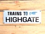 Trains to highgate emaille bord, Verzamelen, Verzenden, Nieuw
