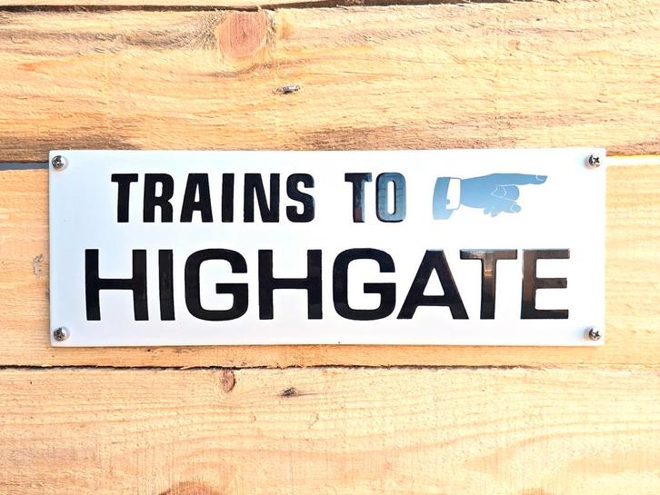 Trains to highgate emaille bord, Verzamelen, Merken en Reclamevoorwerpen, Verzenden
