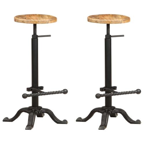 vidaXL Chaises de bar lot de 2 bois de manguier solide, Maison & Meubles, Tabourets de bar, Neuf, Envoi