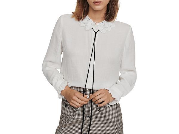 Veiling - Maje Cassidi crêpe overhemd met kanten kraag maat, Kleding | Dames, Blouses en Tunieken