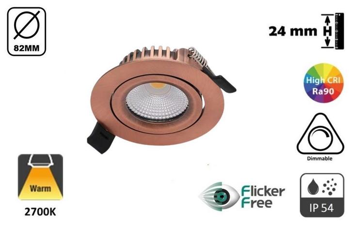 Inbouw LED Spot Koper | 5 Watt | Dimbaar | 2700K Warm Wit, Huis en Inrichting, Lampen | Spots, Led, Nieuw, Metaal of Aluminium