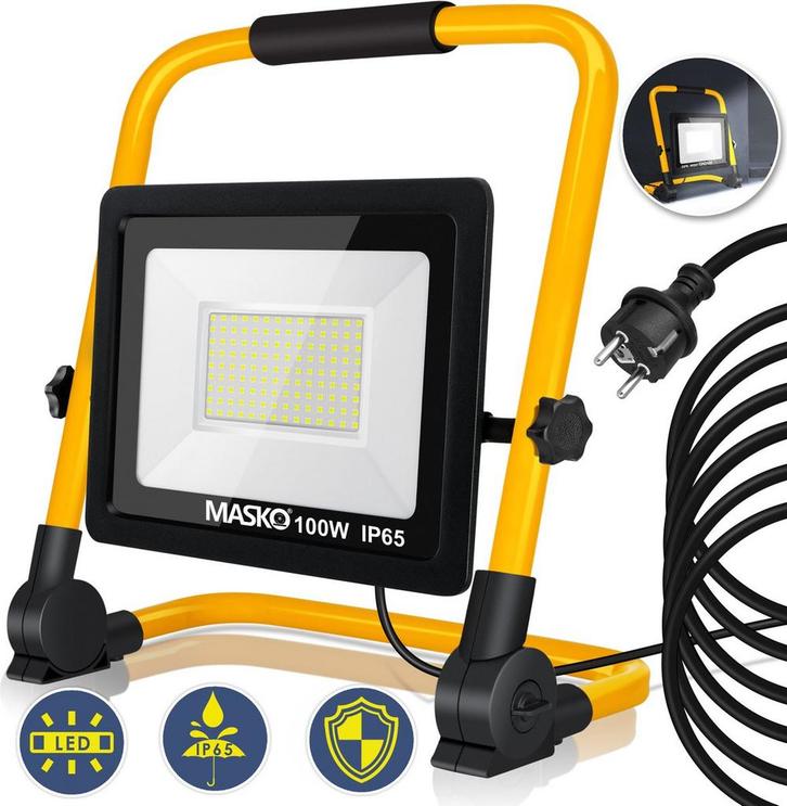 Bouwlamp LED - Werklamp - IP65 - 100W - MASKO®, Tuin en Terras, Buitenverlichting, Nieuw, Verzenden